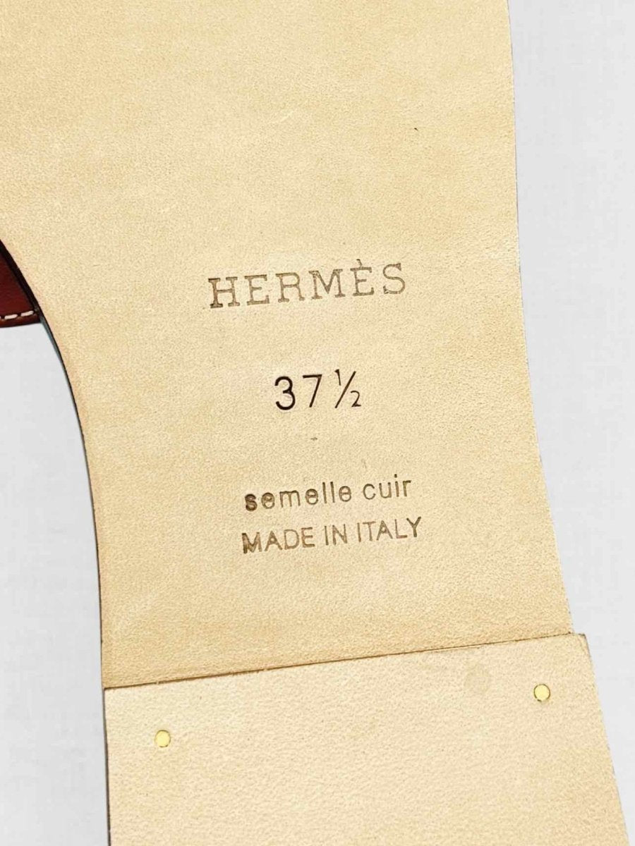 Pre - loved HERMES ORAN Gold Size EU 37.5 Sandals at Reems Closet
