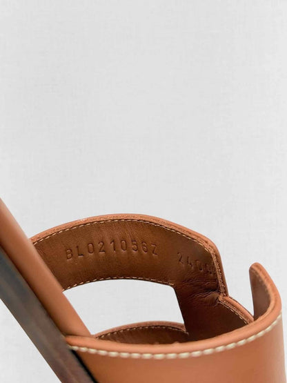 Pre - loved HERMES ORAN Gold Size EU 37.5 Sandals at Reems Closet