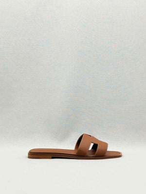 Pre-loved HERMES ORAN Gold Size EU 37.5 Sandals at Reems Closet