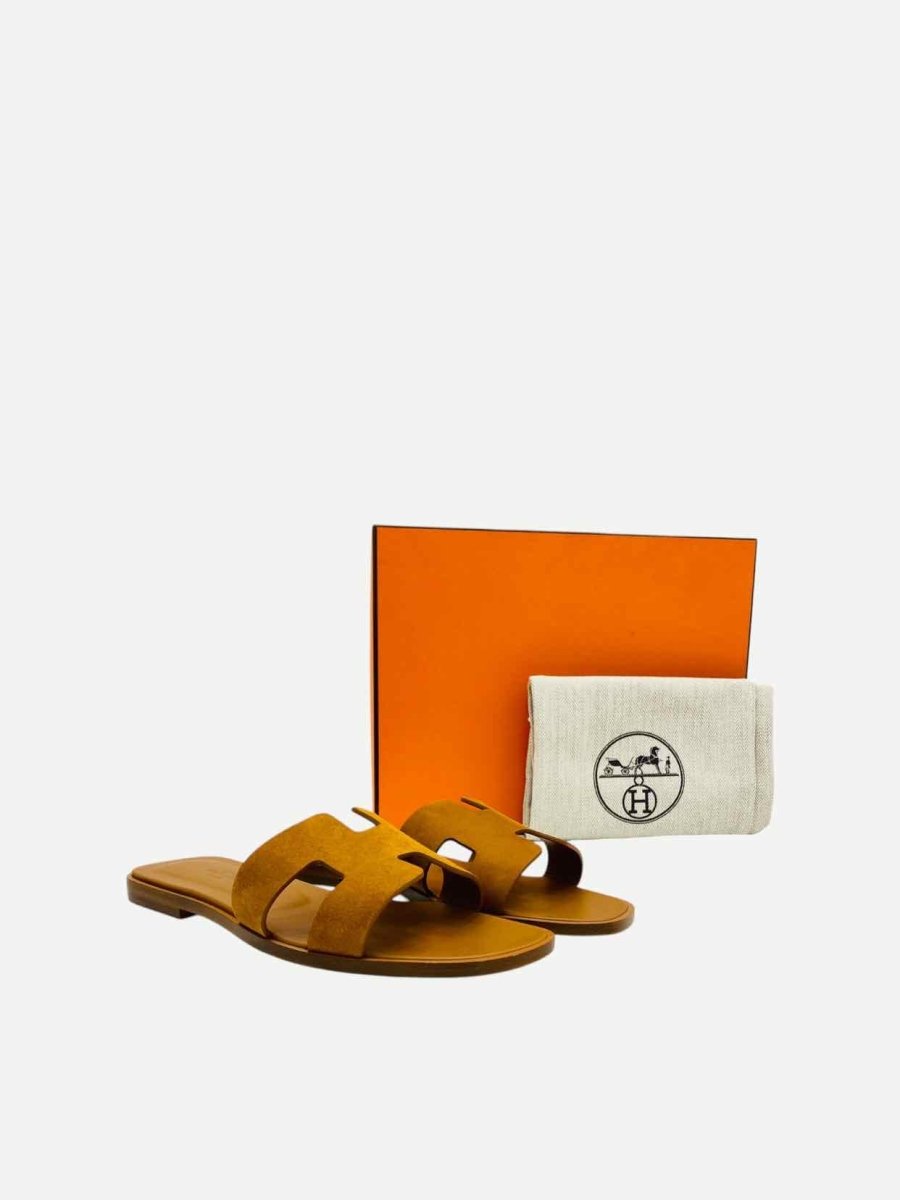 Pre - loved HERMES Oran Natural Sandals 37 at Reems Closet