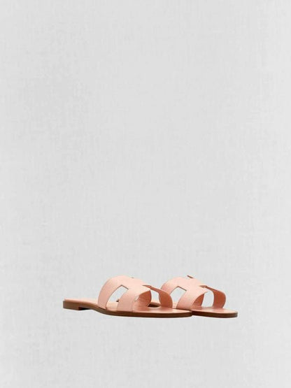 Pre - loved HERMES ORAN Pale Pink Flat Shoes 38 at Reems Closet