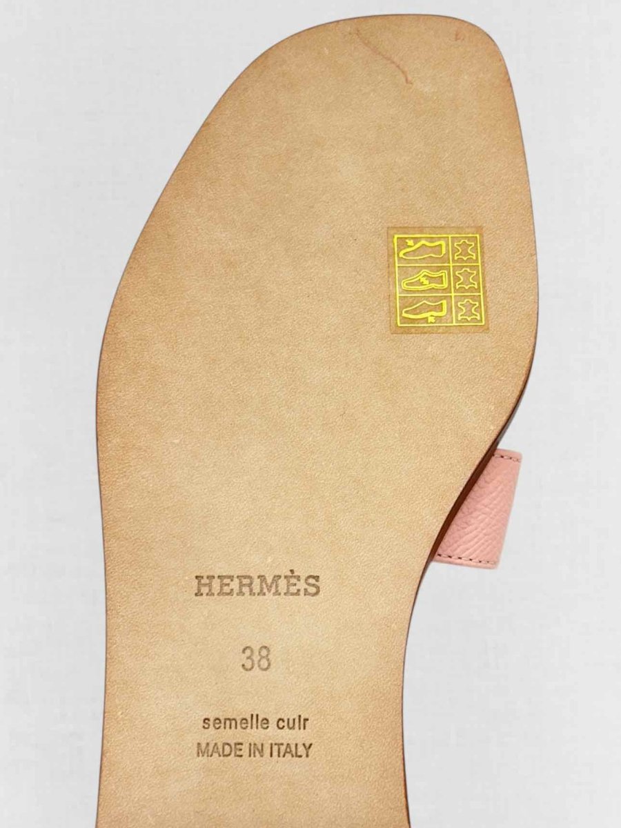 Pre - loved HERMES ORAN Pale Pink Flat Shoes 38 at Reems Closet