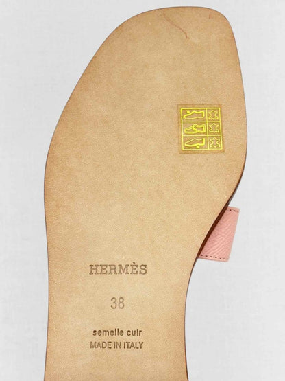 Pre - loved HERMES ORAN Pale Pink Flat Shoes 38 at Reems Closet