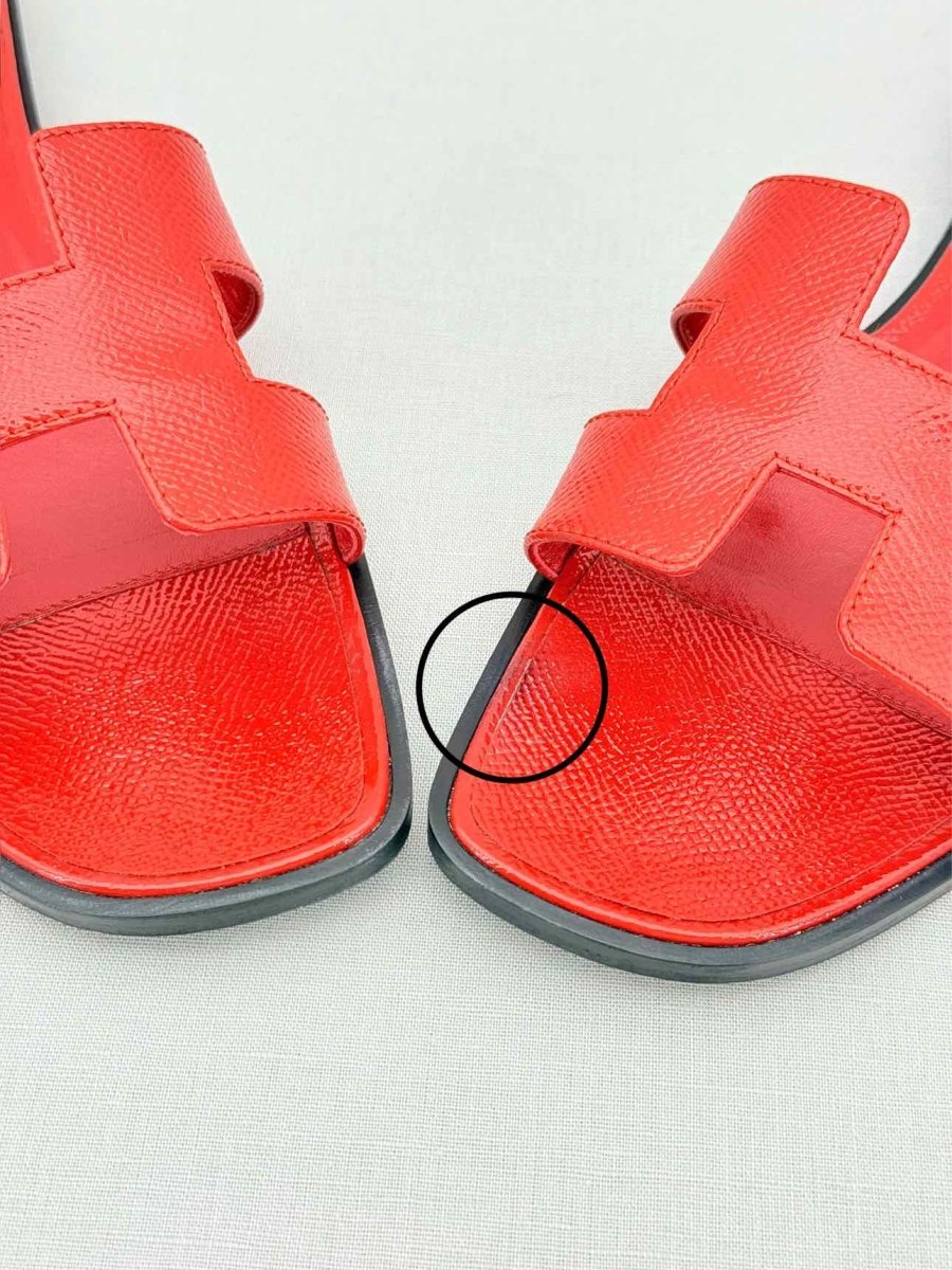 Pre - loved HERMES ORAN Red Size EU 39.5 Sandals at Reems Closet