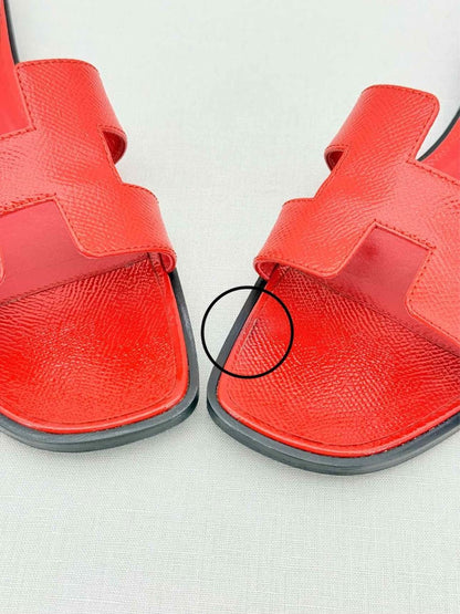 Pre - loved HERMES ORAN Red Size EU 39.5 Sandals at Reems Closet