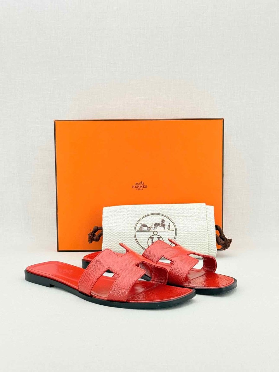 Pre - loved HERMES ORAN Red Size EU 39.5 Sandals at Reems Closet