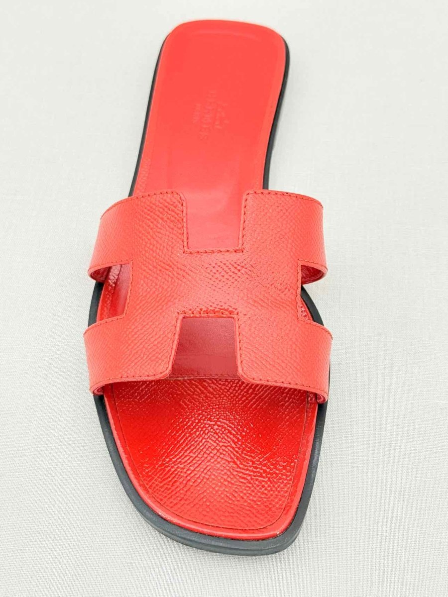Pre - loved HERMES ORAN Red Size EU 39.5 Sandals at Reems Closet