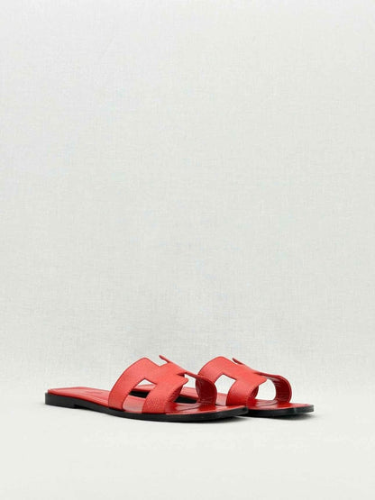 Pre - loved HERMES ORAN Red Size EU 39.5 Sandals at Reems Closet