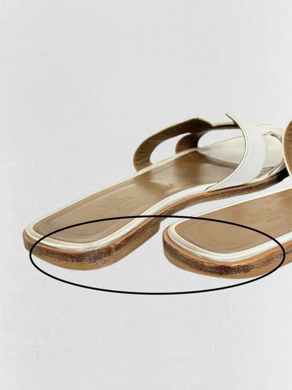 Pre - loved HERMES ORAN White Size EU 38.5 Sandals at Reems Closet