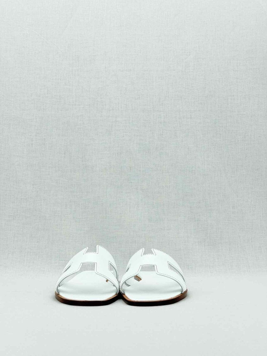 Pre - loved HERMES ORAN White Size EU 38.5 Sandals at Reems Closet
