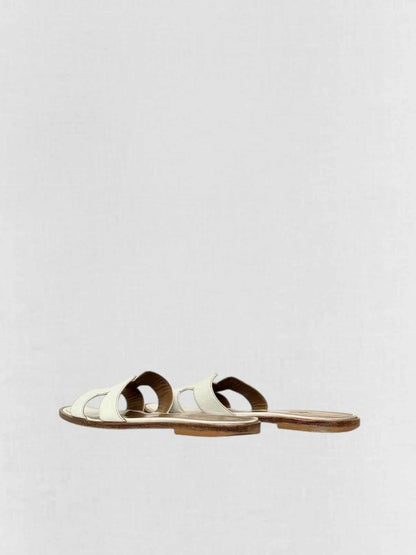Pre - loved HERMES ORAN White Size EU 38.5 Sandals at Reems Closet