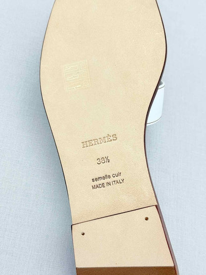 Pre - loved HERMES ORAN White Size EU 38.5 Sandals at Reems Closet