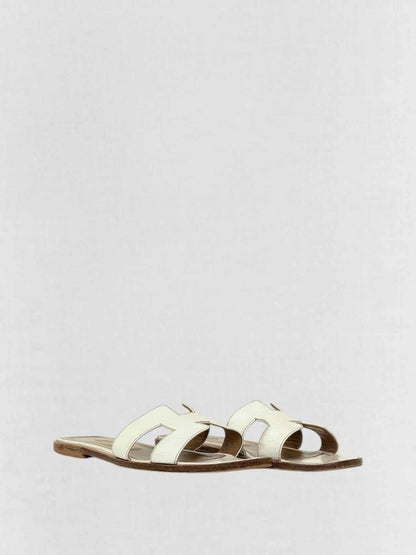 Pre - loved HERMES ORAN White Size EU 38.5 Sandals at Reems Closet