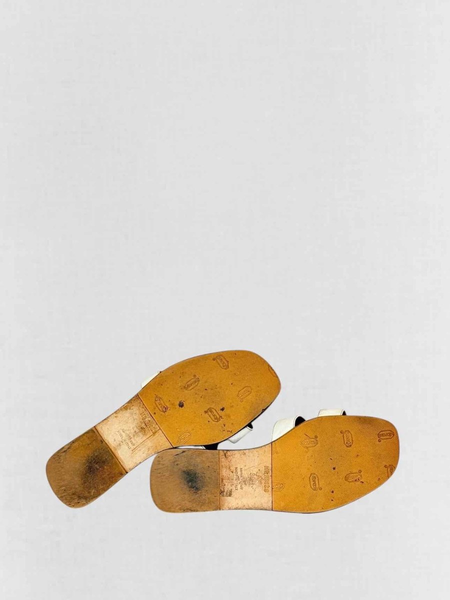 Pre - loved HERMES ORAN White Size EU 38.5 Sandals at Reems Closet