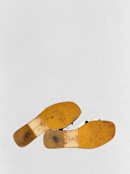 Pre - loved HERMES ORAN White Size EU 38.5 Sandals at Reems Closet