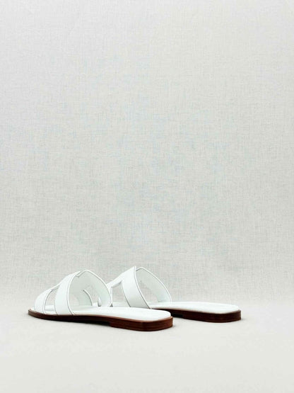 Pre - loved HERMES ORAN White Size EU 38.5 Sandals at Reems Closet