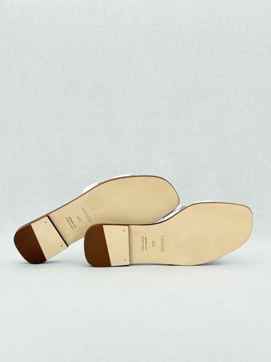 Pre - loved HERMES ORAN White Size EU 39.5 Sandals at Reems Closet