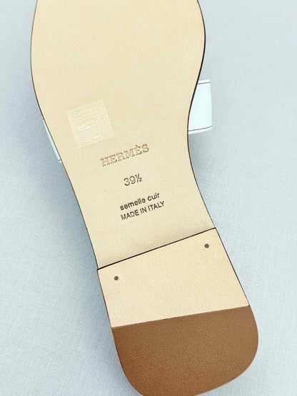 Pre - loved HERMES ORAN White Size EU 39.5 Sandals at Reems Closet