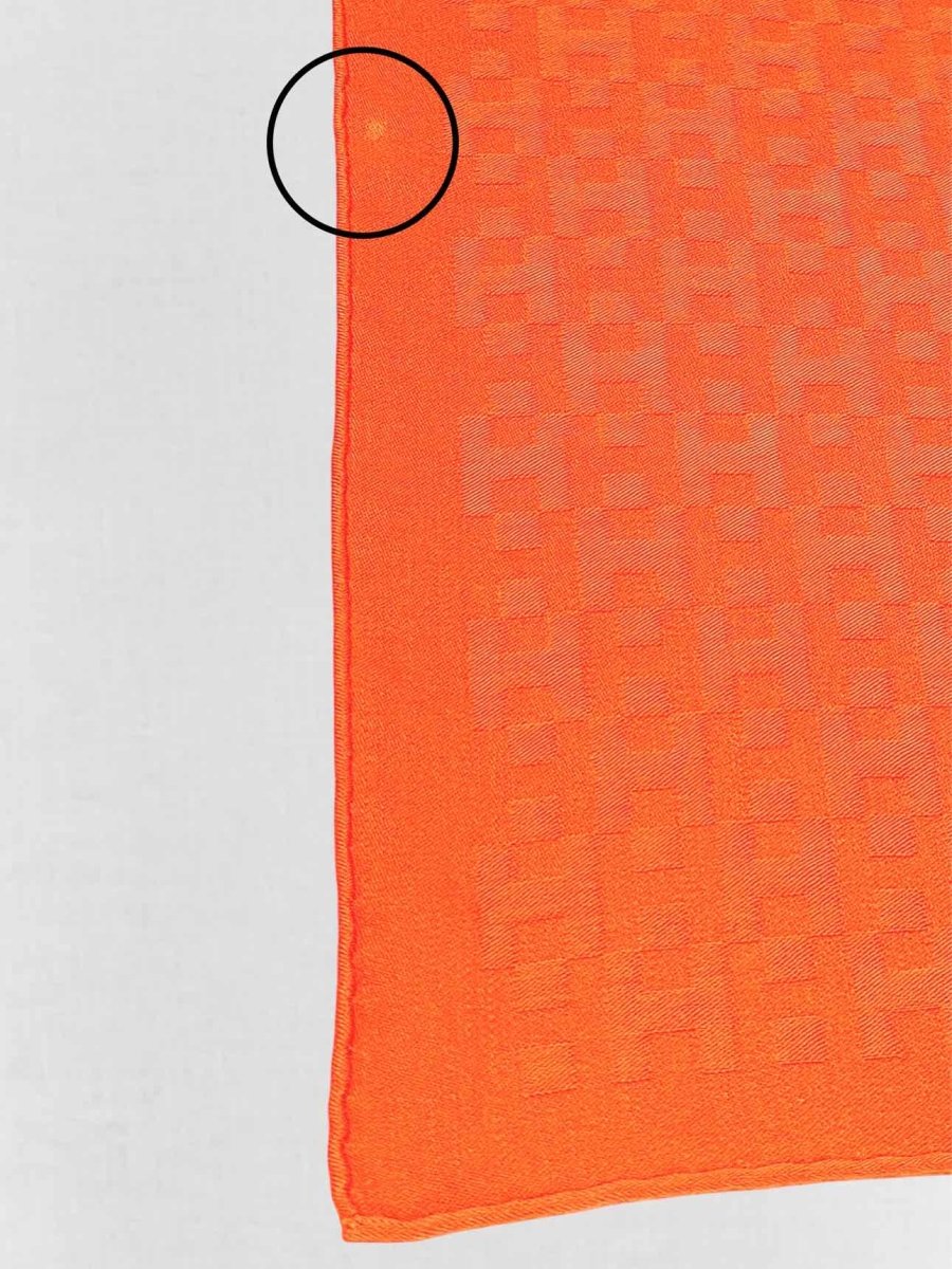 Pre - loved HERMES Orange Jacquard Scarf at Reems Closet