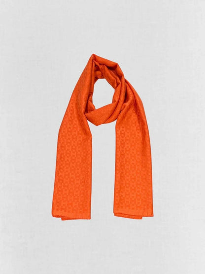 Pre - loved HERMES Orange Jacquard Scarf at Reems Closet