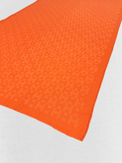 Pre - loved HERMES Orange Jacquard Scarf at Reems Closet