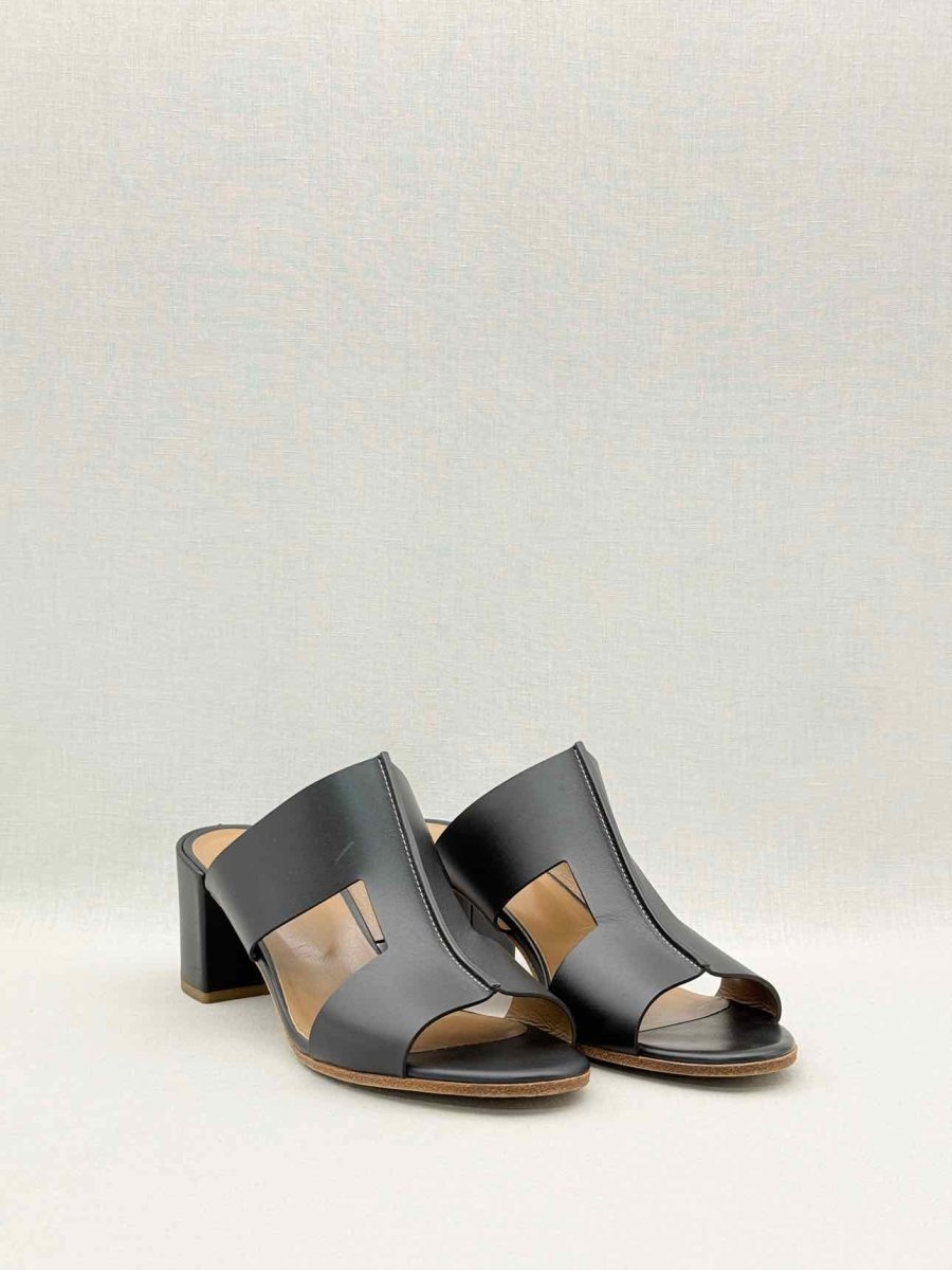 Pre - loved HERMES Ostia Black Size EU 40 Heeled Sandals at Reems Closet