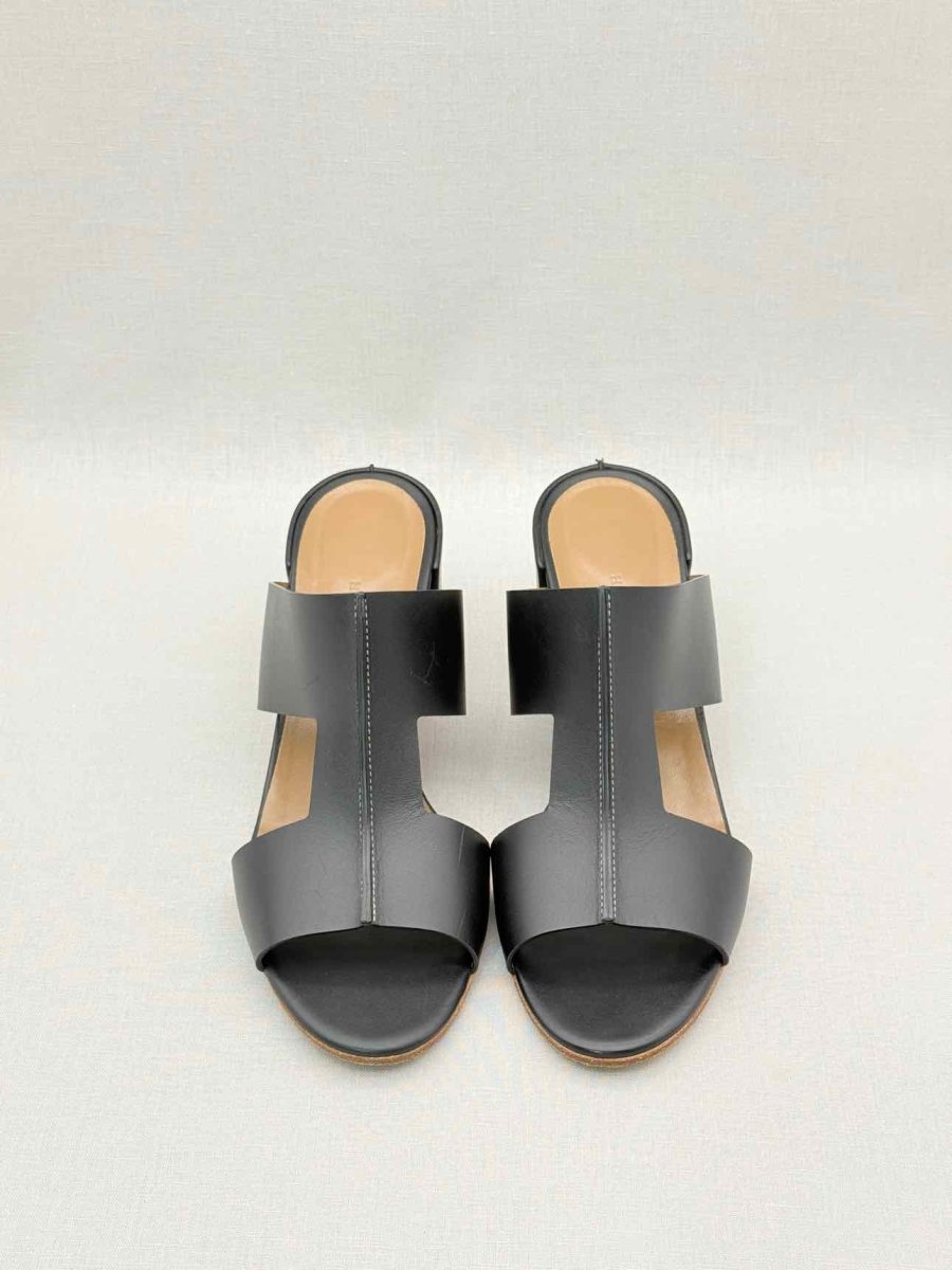 Pre - loved HERMES Ostia Black Size EU 40 Heeled Sandals at Reems Closet