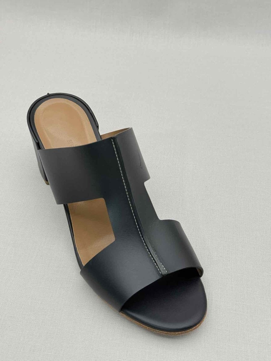 Pre - loved HERMES Ostia Black Size EU 40 Heeled Sandals at Reems Closet