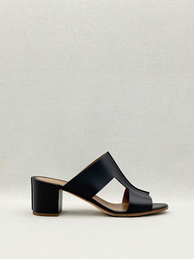 Pre - loved HERMES Ostia Black Size EU 40 Heeled Sandals at Reems Closet