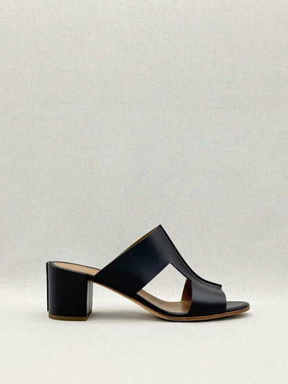 Pre - loved HERMES Ostia Black Size EU 40 Heeled Sandals at Reems Closet