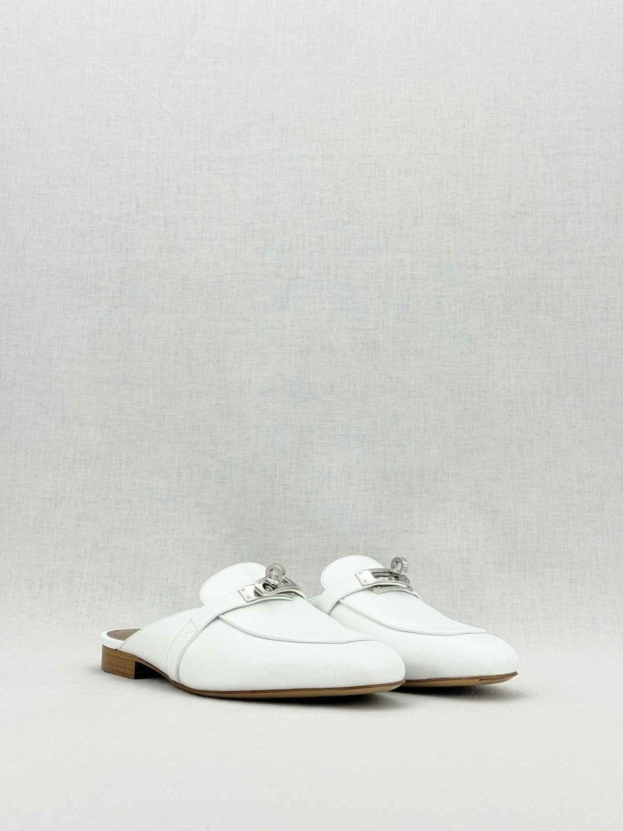 Pre - loved HERMES Oz White Size EU 36 Mules at Reems Closet