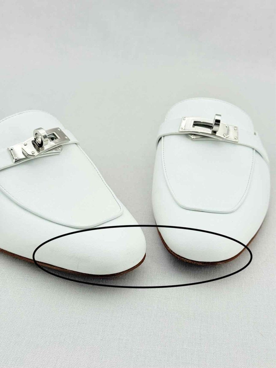 Pre - loved HERMES Oz White Size EU 36 Mules at Reems Closet