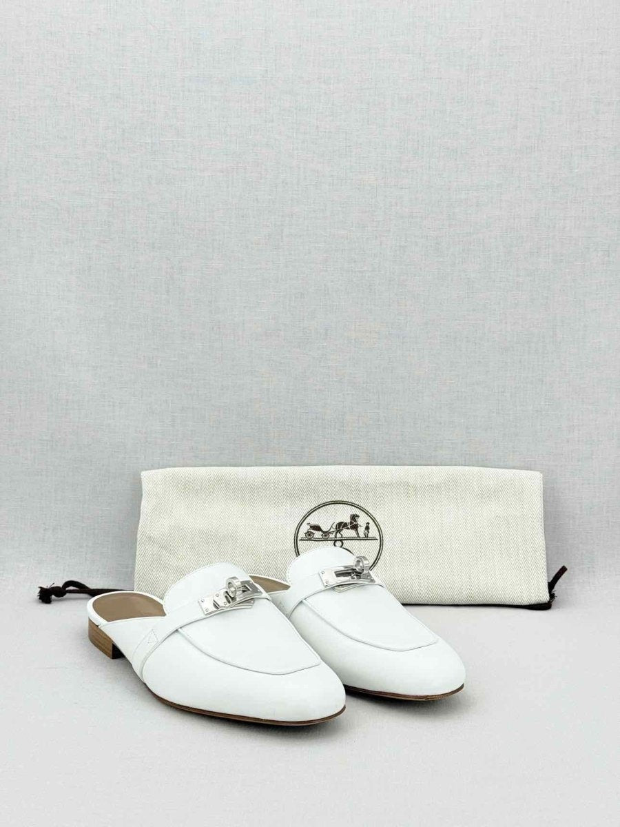 Pre - loved HERMES Oz White Size EU 36 Mules at Reems Closet