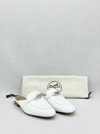 Pre - loved HERMES Oz White Size EU 36 Mules at Reems Closet