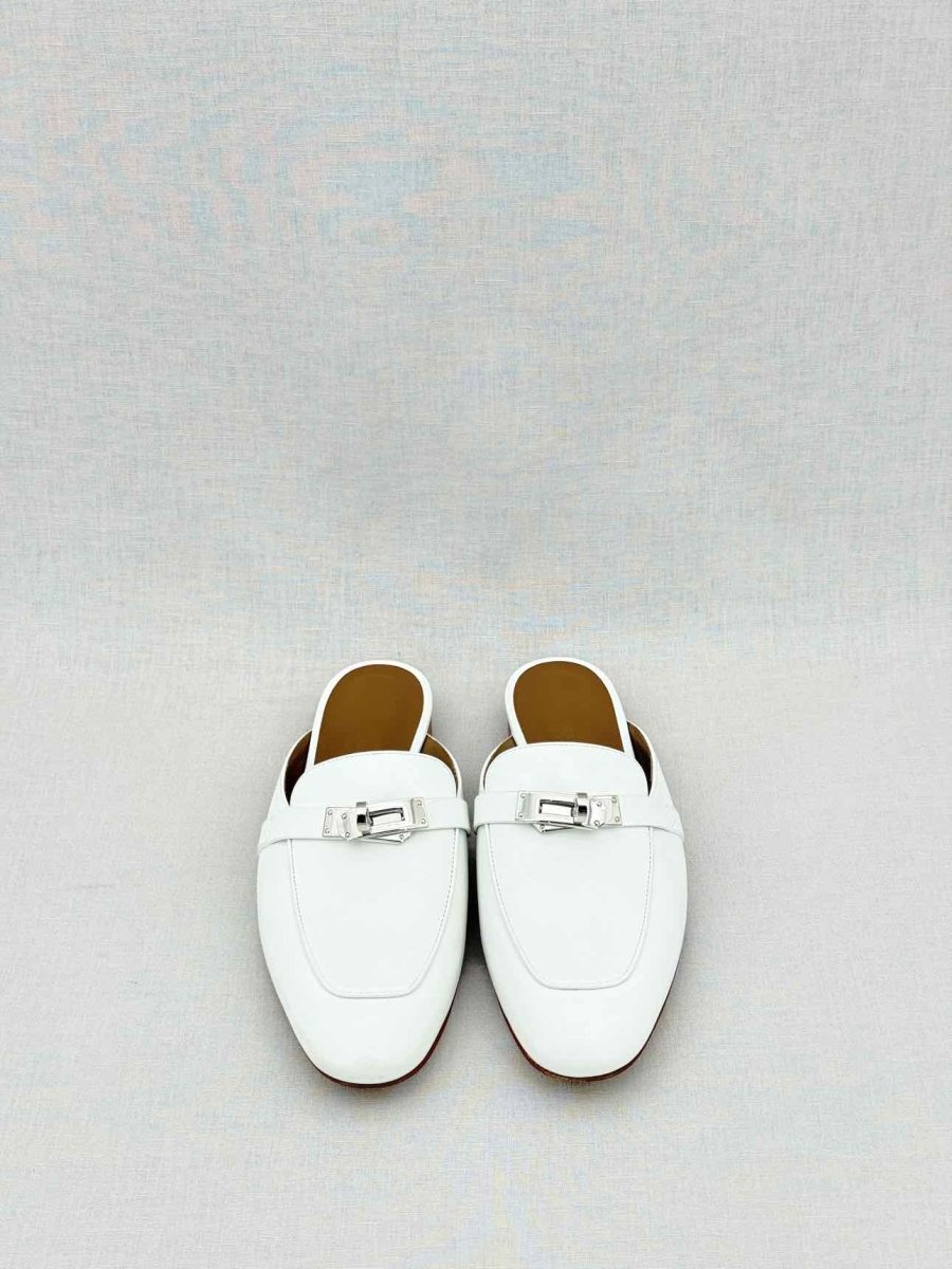 Pre - loved HERMES Oz White Size EU 36 Mules at Reems Closet