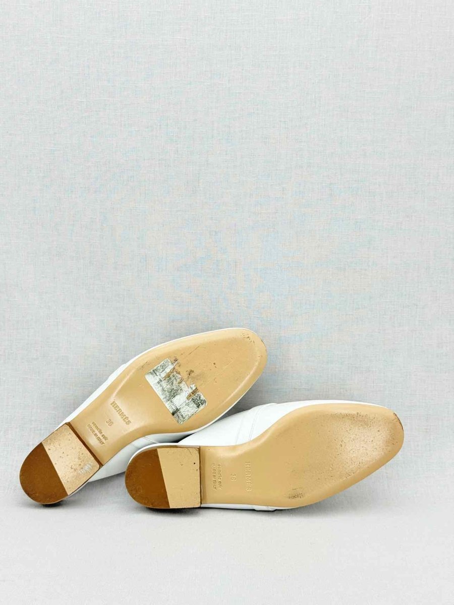 Pre - loved HERMES Oz White Size EU 36 Mules at Reems Closet