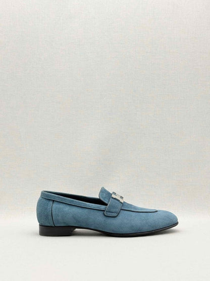 Pre-loved HERMES Paris Moccasins Blue Size EU 38 Loafers at Reems Closet