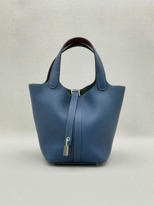 Pre-loved HERMES Picotin Bleu Agate Top Handle at Reems Closet