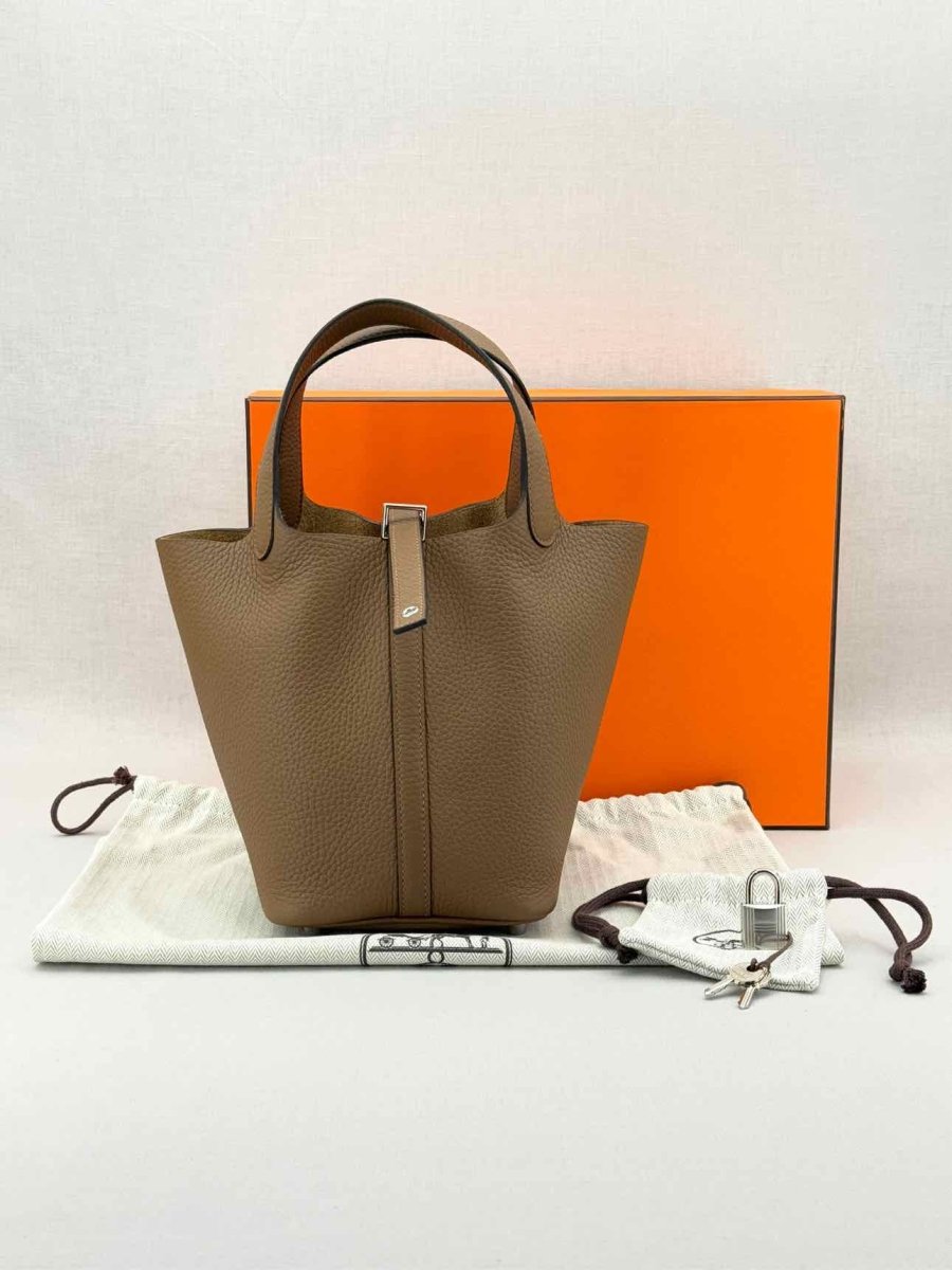 Pre - loved HERMES Picotin Brown Bucket Bag at Reems Closet