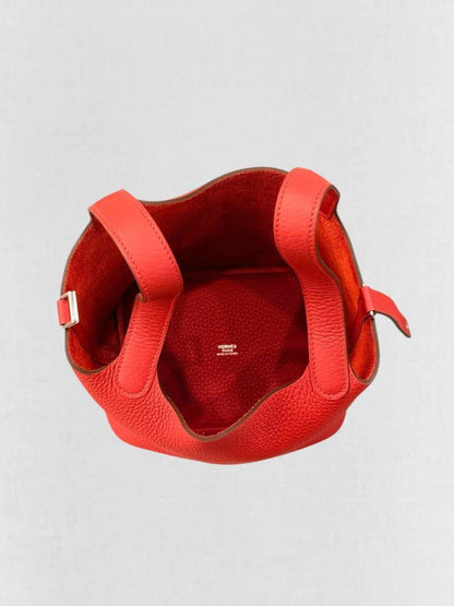 Pre - loved HERMES Picotin Lock Red Bucket Bag at Reems Closet