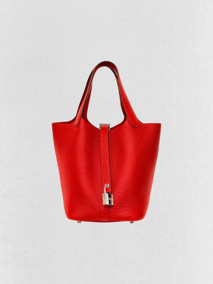 Pre - loved HERMES Picotin Lock Red Bucket Bag at Reems Closet