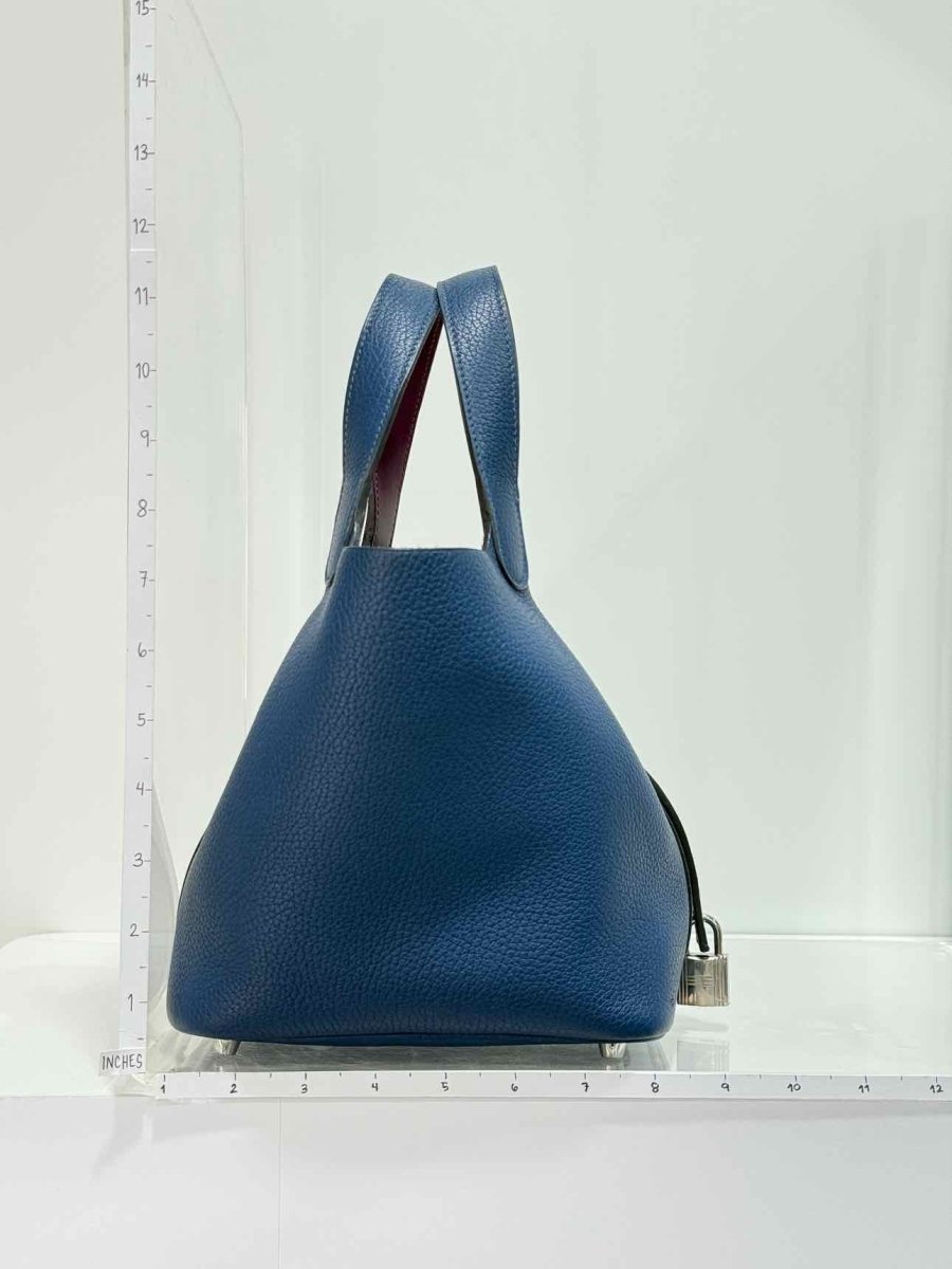 Pre - loved HERMES Picotin Navy Blue Top Handle at Reems Closet