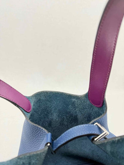 Pre - loved HERMES Picotin Navy Blue Top Handle at Reems Closet