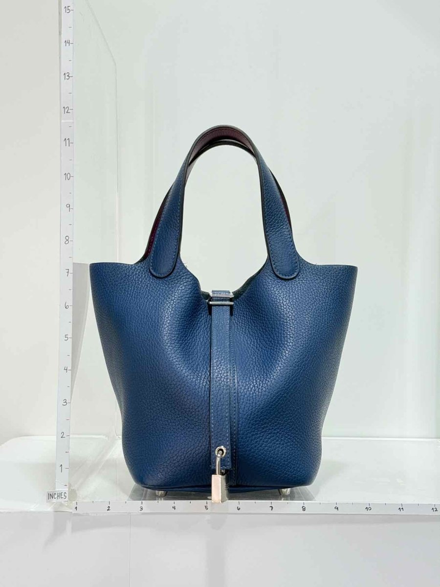 Pre - loved HERMES Picotin Navy Blue Top Handle at Reems Closet