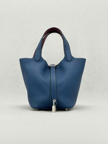 Pre - loved HERMES Picotin Navy Blue Top Handle at Reems Closet