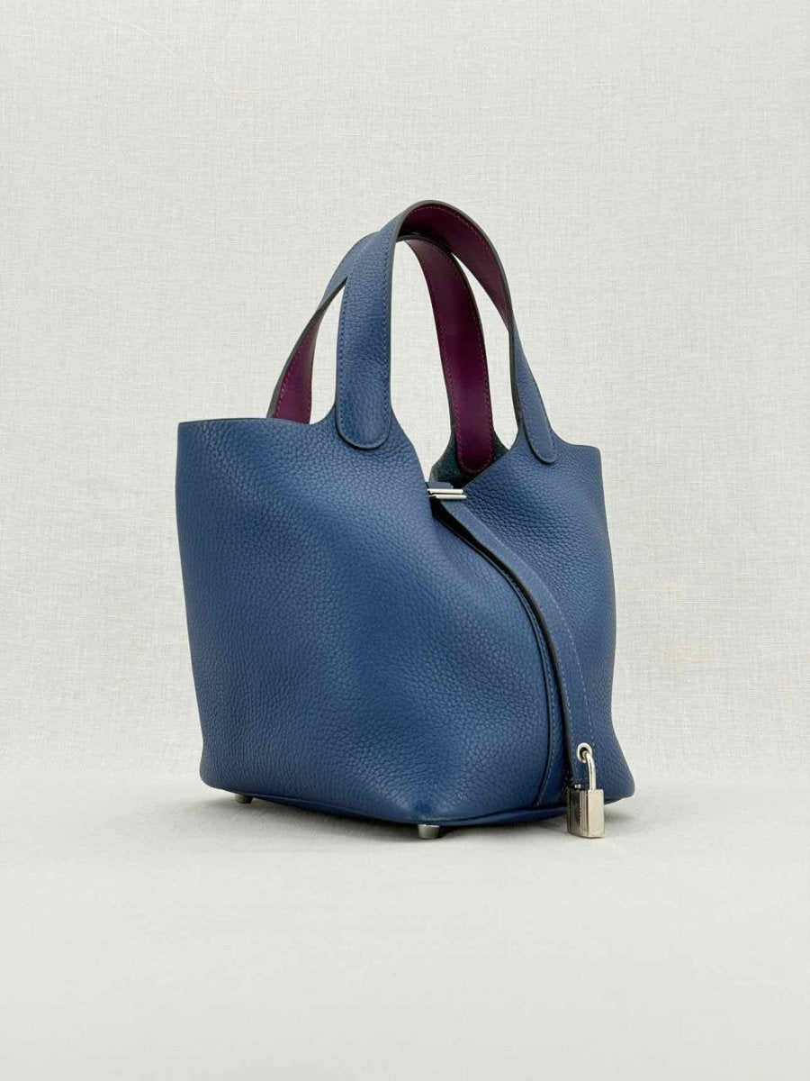 Pre - loved HERMES Picotin Navy Blue Top Handle at Reems Closet