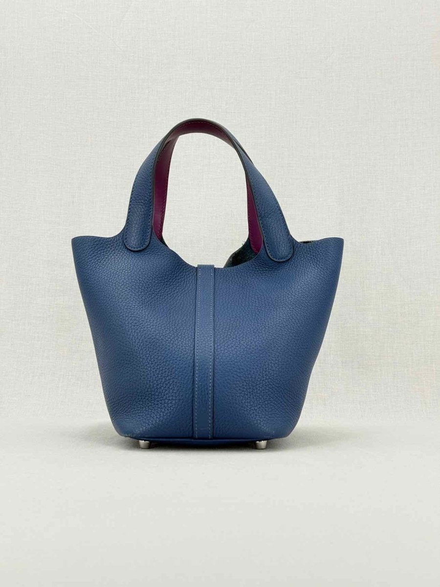 Pre - loved HERMES Picotin Navy Blue Top Handle at Reems Closet