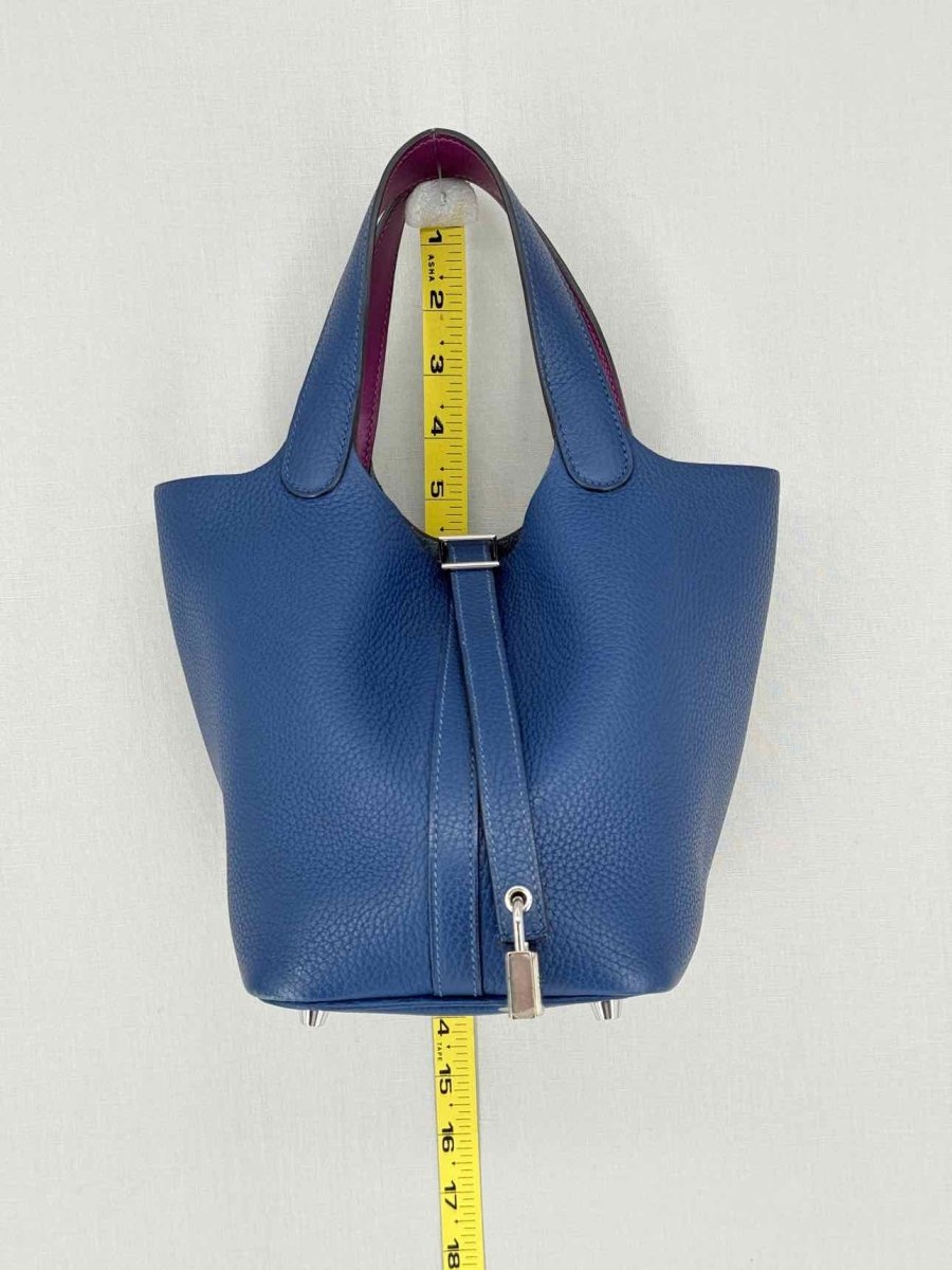 Pre - loved HERMES Picotin Navy Blue Top Handle at Reems Closet