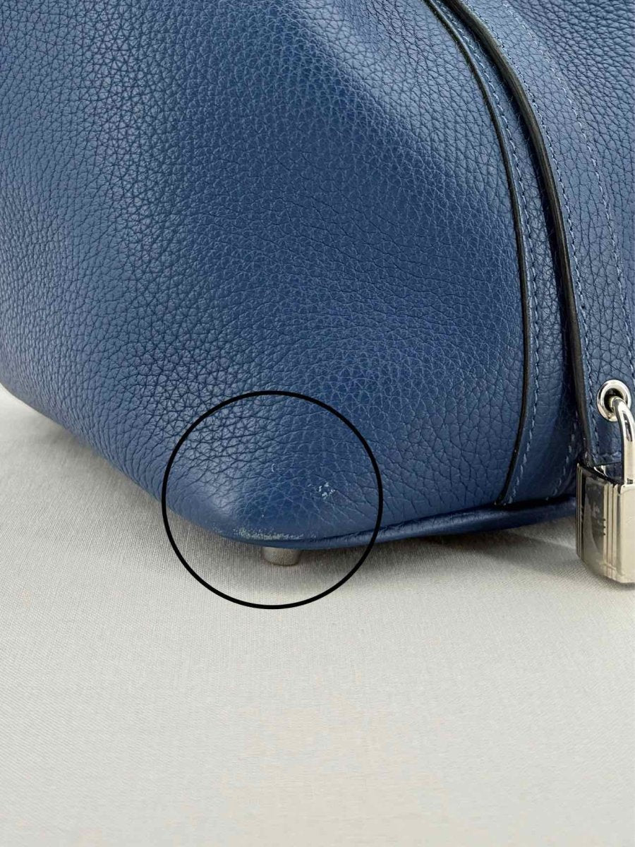 Pre - loved HERMES Picotin Navy Blue Top Handle at Reems Closet