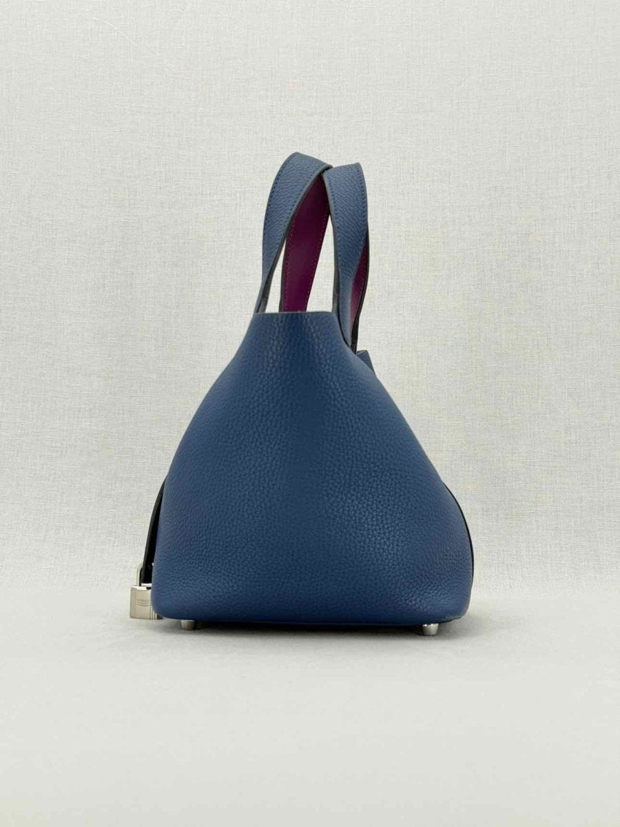 Pre - loved HERMES Picotin Navy Blue Top Handle at Reems Closet